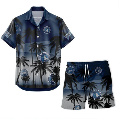 LIMITED EDITION - NEW CUSTOMIZED NBA05 MTW MINNESOTA TIMBERWOLVES UNISEX HAWAIIAN SHIRT & SHORTS SET