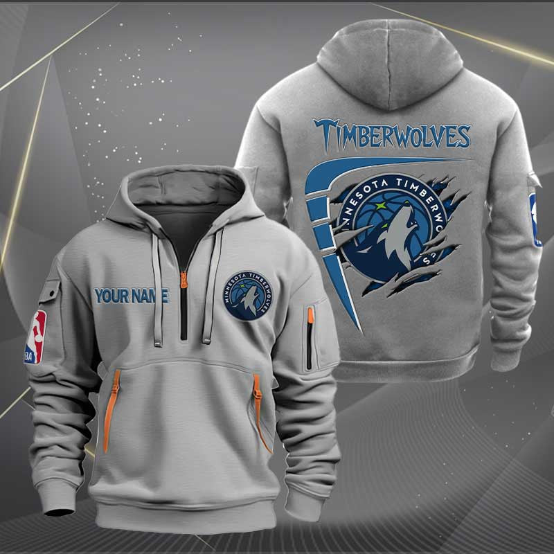 [HOT DEAL] NEW CUSTOMIZED NBA05 MT MINNESOTA TIMBERWOLVES QUARTER ZIP HOODIE