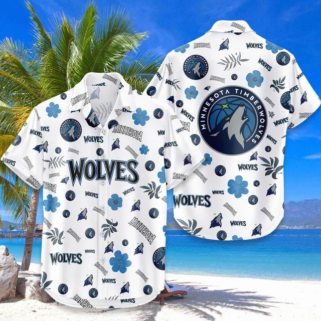 LIMITED EDITION - NEW CUSTOMIZED NBA05 MTW MINNESOTA TIMBERWOLVES UNISEX HAWAIIAN SHIRT & SHORTS SET