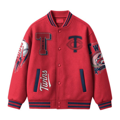 LIMITED EDITION - NEW CUSTOMIZED MLB22 MN TWINS SATIN VARSITY & BASEBALL JACKET