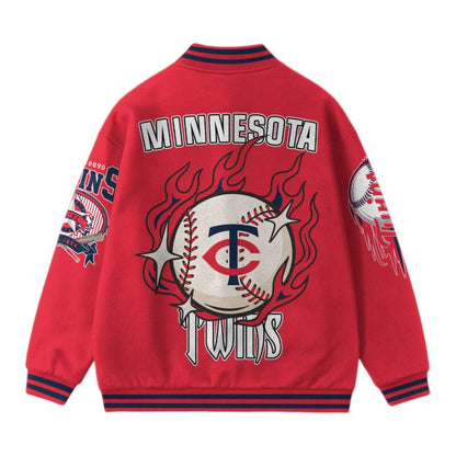 LIMITED EDITION - NEW CUSTOMIZED MLB22 MN TWINS SATIN VARSITY & BASEBALL JACKET