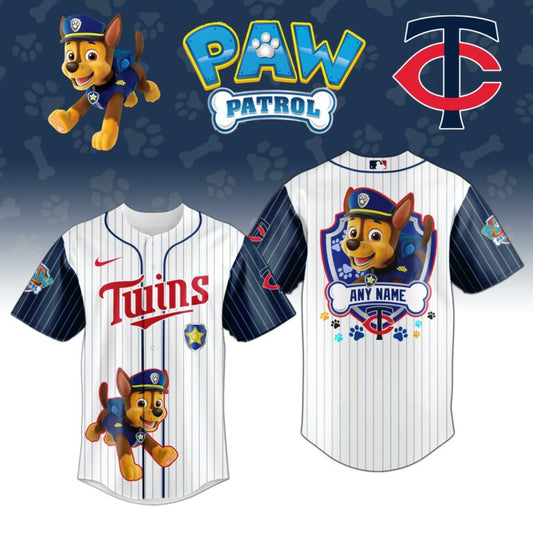 LIMITED EDITION - NEW CUSTOMIZED MLB22 MTS MINNESOTA TWINS x PAW PATROL BASEBALL JERSEY & CAP