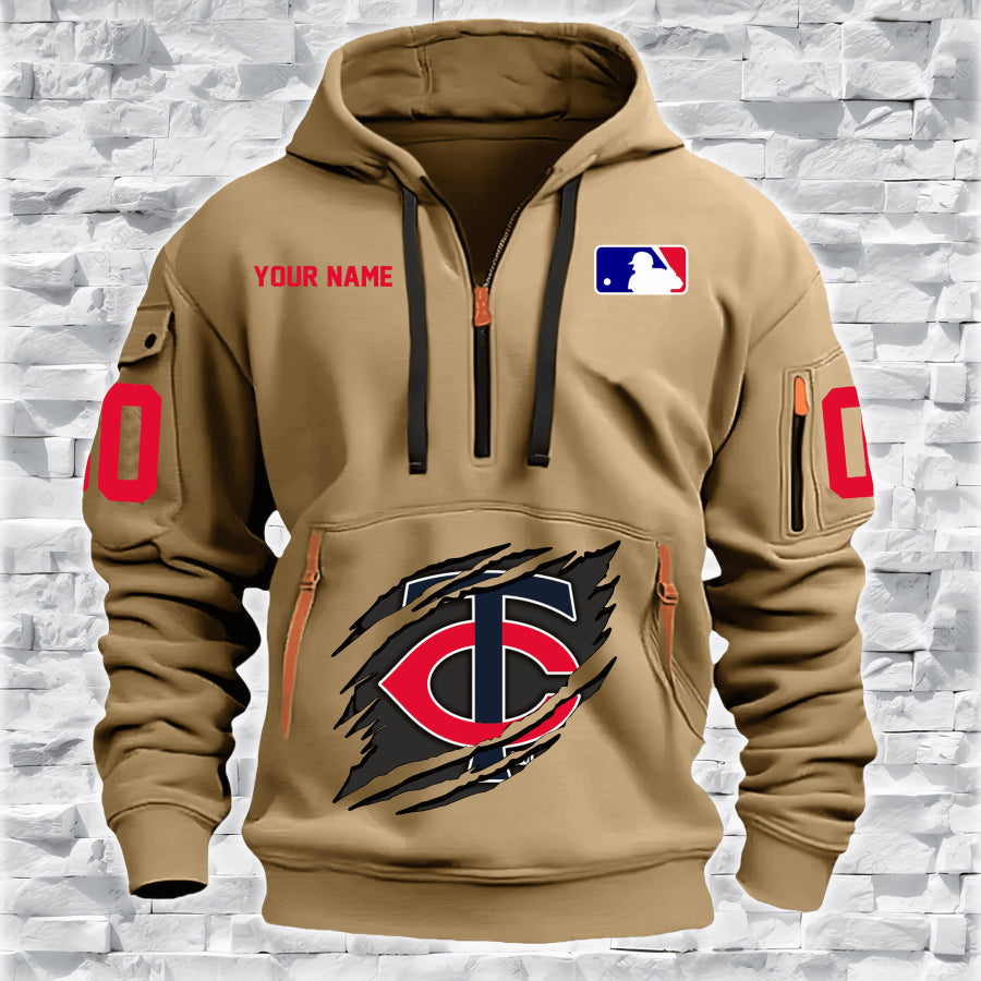 LIMITED EDITION - NEW CUSTOMIZED MLB22 MN TWINS QUARTER ZIP HOODIE