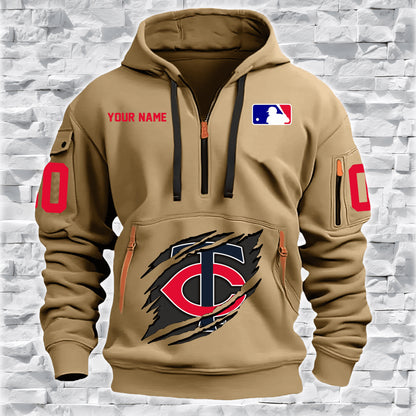 LIMITED EDITION - NEW CUSTOMIZED MLB22 MN TWINS QUARTER ZIP HOODIE