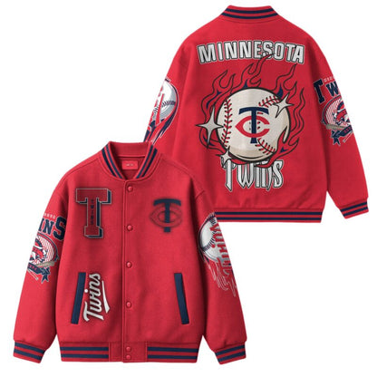 LIMITED EDITION - NEW CUSTOMIZED MLB22 MN TWINS SATIN VARSITY & BASEBALL JACKET