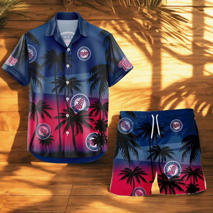 LIMITED EDITION - NEW CUSTOMIZED MLB22 MTS MINNESOTA TWINS UNISEX HAWAIIAN SHIRT & SHORTS SET