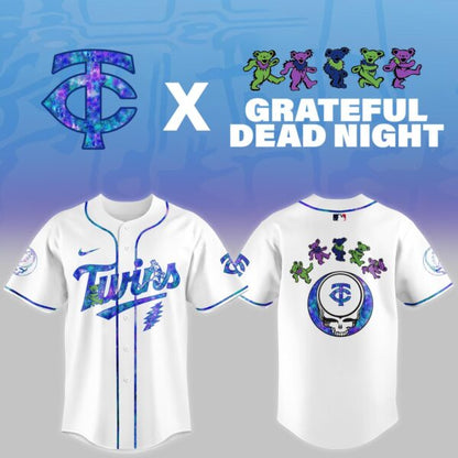LIMITED EDITION - NEW CUSTOMIZED MLB22 MN TWINS x GRATEFUL DEAD BASEBALL JERSEY