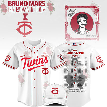 LIMITED EDITION - NEW CUSTOMIZED MLB22 MN TWINS x BRUNO MARS BASEBALL JERSEY & CAP