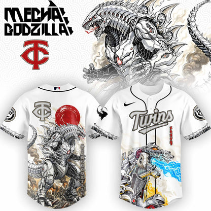 LIMITED EDITION - NEW CUSTOMIZED MLB22 MN TWINS x GODZILLA BASEBALL JERSEY