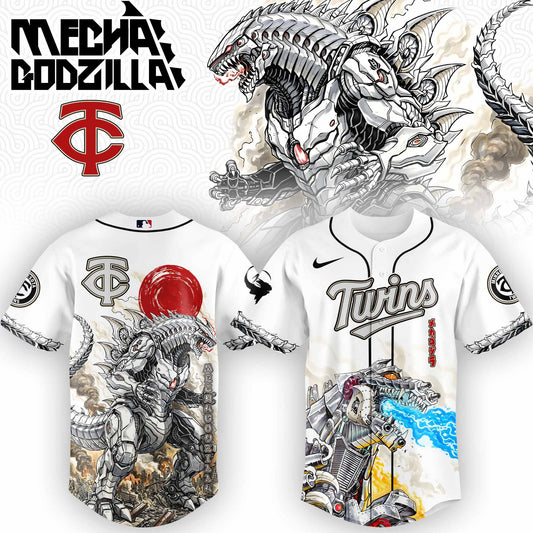 LIMITED EDITION - NEW CUSTOMIZED MLB22 MN TWINS x GODZILLA BASEBALL JERSEY
