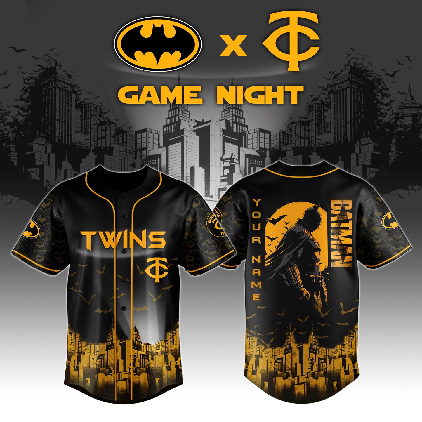 LIMITED EDITION - NEW CUSTOMIZED MLB22 MN TWINS x BATMAN BASEBALL JERSEY