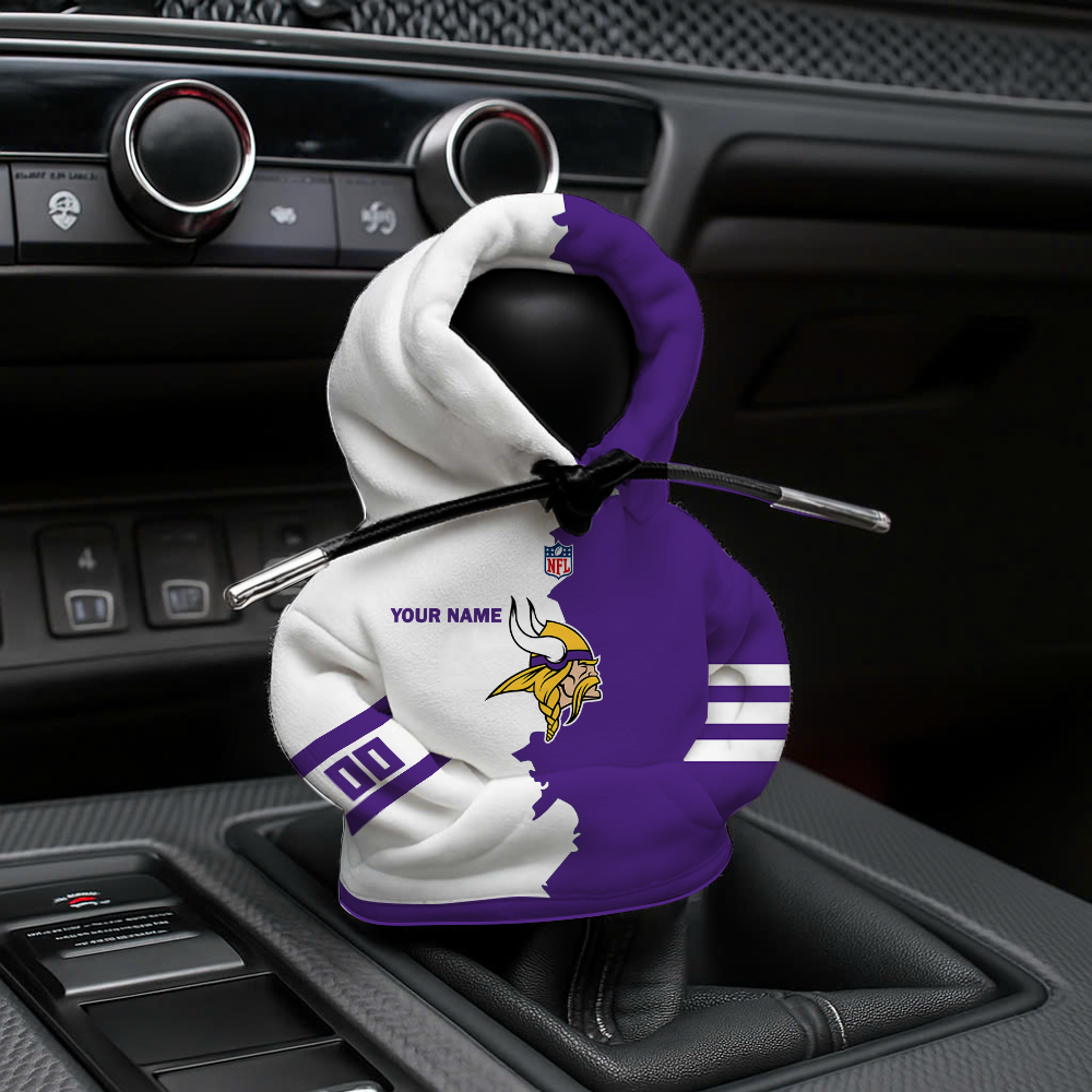 LIMITED EDITION - NEW CUSTOMIZED NFL05 MVK MINNESOTA VIKINGS CAR HOODIE SHIFT KNOB