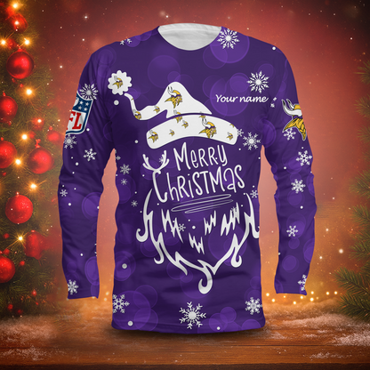 LIMITED EDITION - NEW CUSTOMIZED NFL05 MVK MINNESOTA VIKINGS LONG SLEEVED T-SHIRT