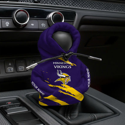 LIMITED EDITION - NEW CUSTOMIZED NFL05 MVK MINNESOTA VIKINGS CAR HOODIE SHIFT KNOB COVER