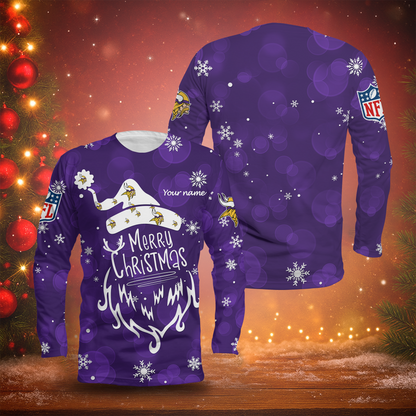 LIMITED EDITION - NEW CUSTOMIZED NFL05 MVK MINNESOTA VIKINGS LONG SLEEVED T-SHIRT