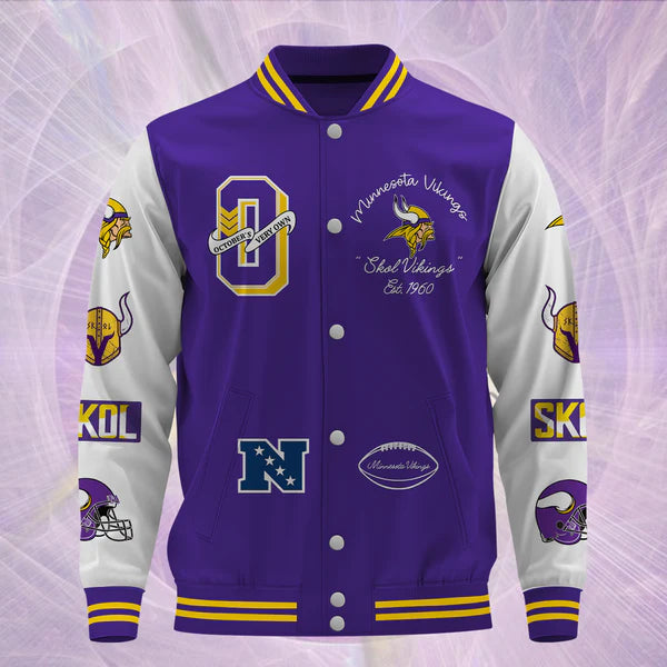LIMITED EDITION - NEW CUSTOMIZED NFL05 MVK MINNESOTA VIKINGS BASEBALL JACKET