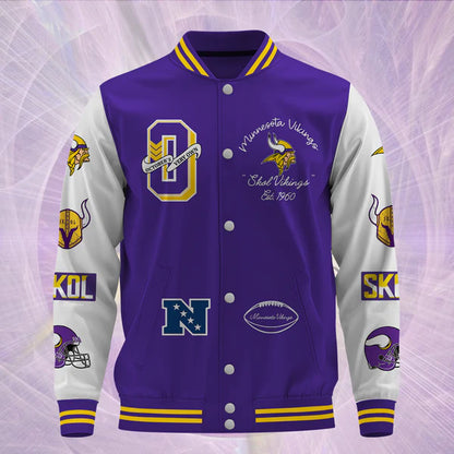 LIMITED EDITION - NEW CUSTOMIZED NFL05 MVK MINNESOTA VIKINGS BASEBALL JACKET