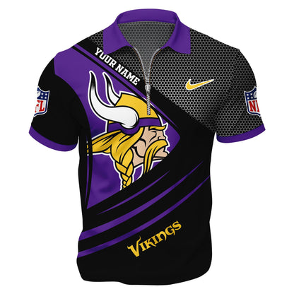 LIMITED EDITION - NEW CUSTOMIZED NFL05 MVK MINNESOTA VIKINGS HARLEY-DAVIDSON POLO WITH ZIPPER SHIRT