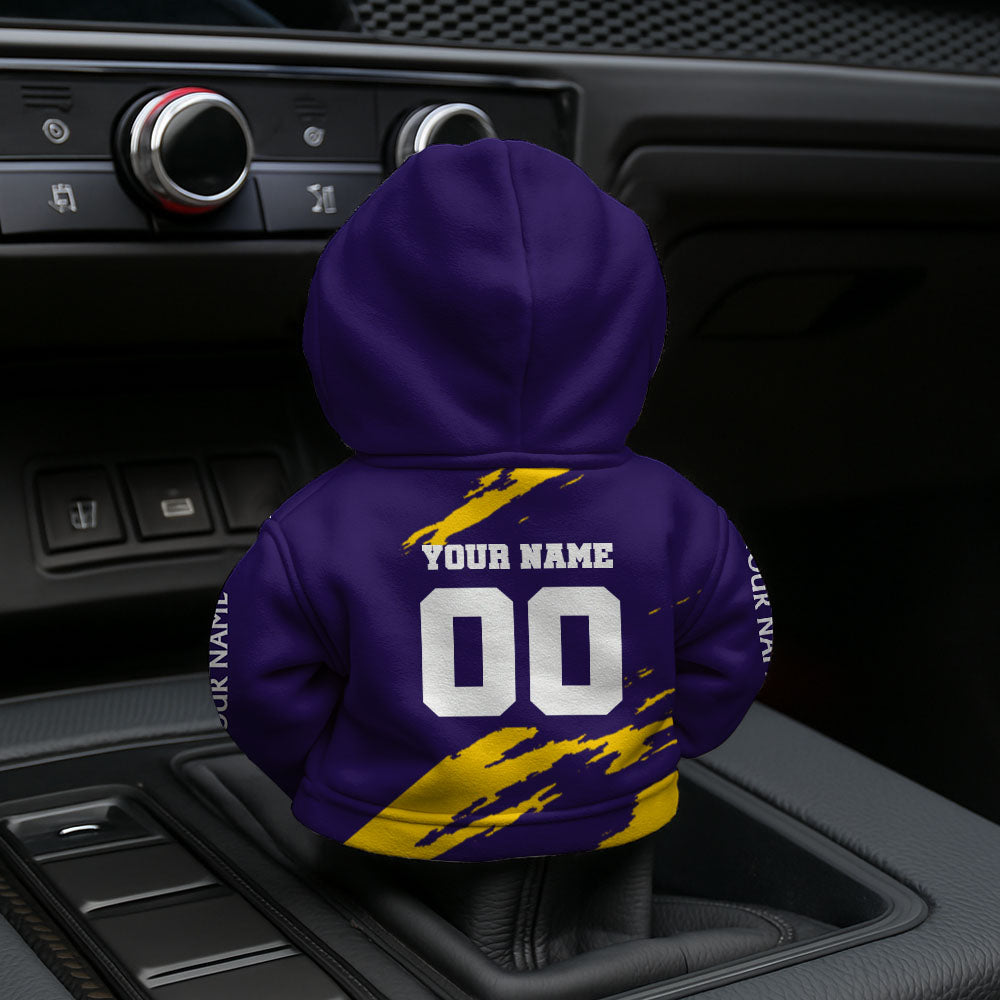 LIMITED EDITION - NEW CUSTOMIZED NFL05 MVK MINNESOTA VIKINGS CAR HOODIE SHIFT KNOB COVER