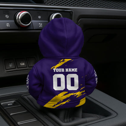LIMITED EDITION - NEW CUSTOMIZED NFL05 MVK MINNESOTA VIKINGS CAR HOODIE SHIFT KNOB COVER