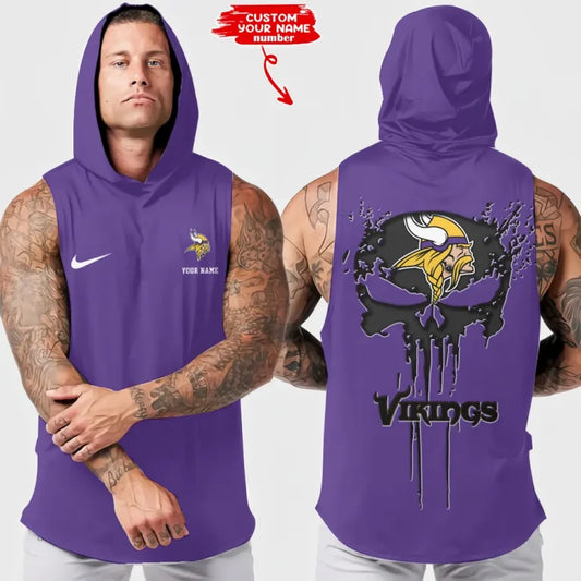 LIMITED EDITION - NEW CUSTOMIZED NFL05 MVK MINNESOTA VIKINGS HOODED TANK TOP