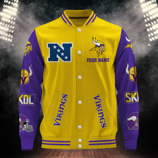 LIMITED EDITION - NEW CUSTOMIZED NFL05 MVK MINNESOTA VIKINGS BASEBALL JACKET