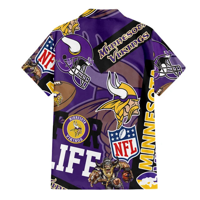 LIMITED EDITION - NEW CUSTOMIZED NFL05 MVK MINNESOTA VIKINGS UNISEX HAWAIIAN SHIRT & SHORTS SET