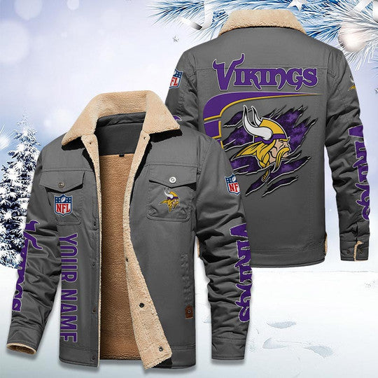 LIMITED EDITION - NEW CUSTOMIZED NFL05 MVK MINNESOTA VIKINGS FLEECE JACKET