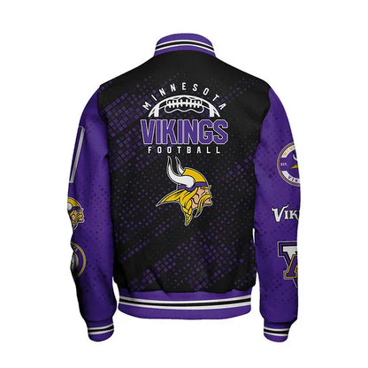LIMITED EDITION - NEW CUSTOMIZED NFL05 MVK MINNESOTA VIKINGS SATIN VARSITY JACKET & BASEBALL JACKET