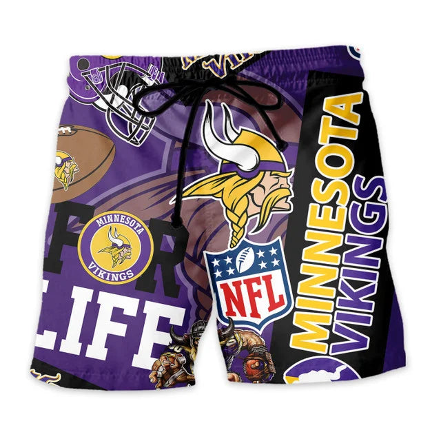 LIMITED EDITION - NEW CUSTOMIZED NFL05 MVK MINNESOTA VIKINGS UNISEX HAWAIIAN SHIRT & SHORTS SET
