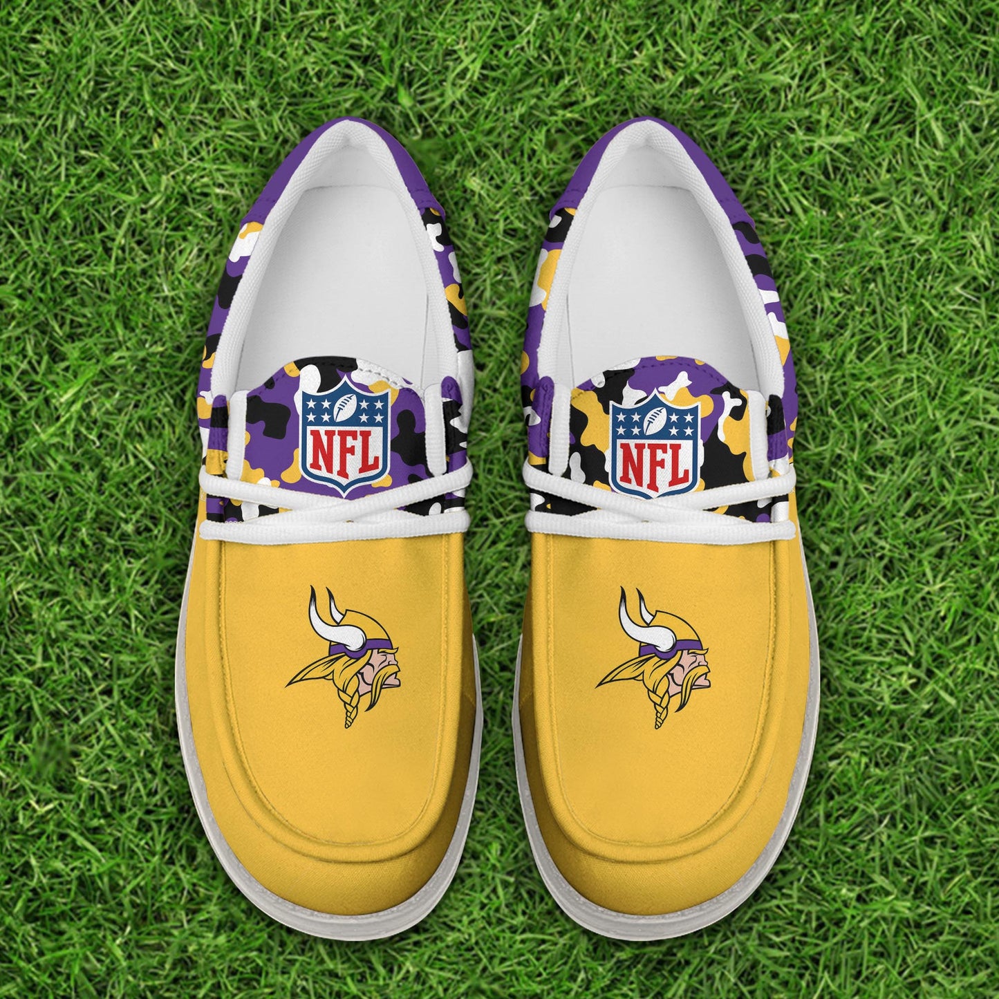 LIMITED EDITION - NEW CUSTOMIZED NFL05 MVK MINNESOTA VIKINGS LOAFER SHOES