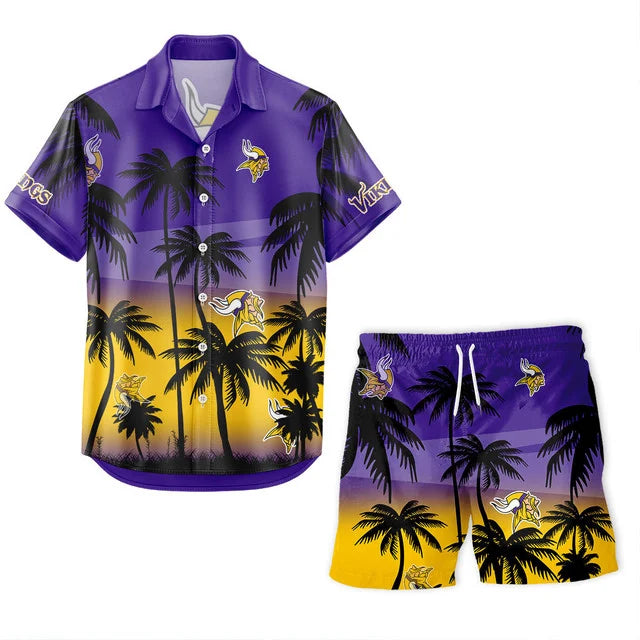 LIMITED EDITION - NEW CUSTOMIZED NFL05 MVK MINNESOTA VIKINGS UNISEX HAWAIIAN SHIRT & SHORTS SET