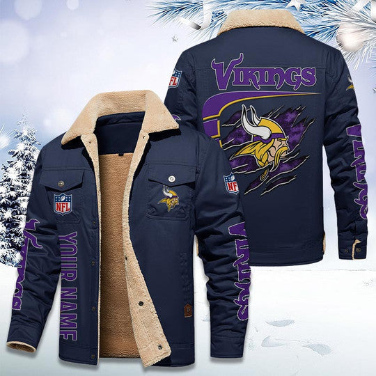 LIMITED EDITION - NEW CUSTOMIZED NFL05 MVK MINNESOTA VIKINGS FLEECE JACKET
