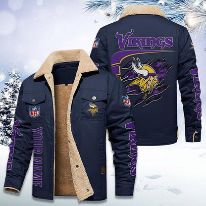 LIMITED EDITION - NEW CUSTOMIZED NFL05 MVK MINNESOTA VIKINGS FLEECE JACKET