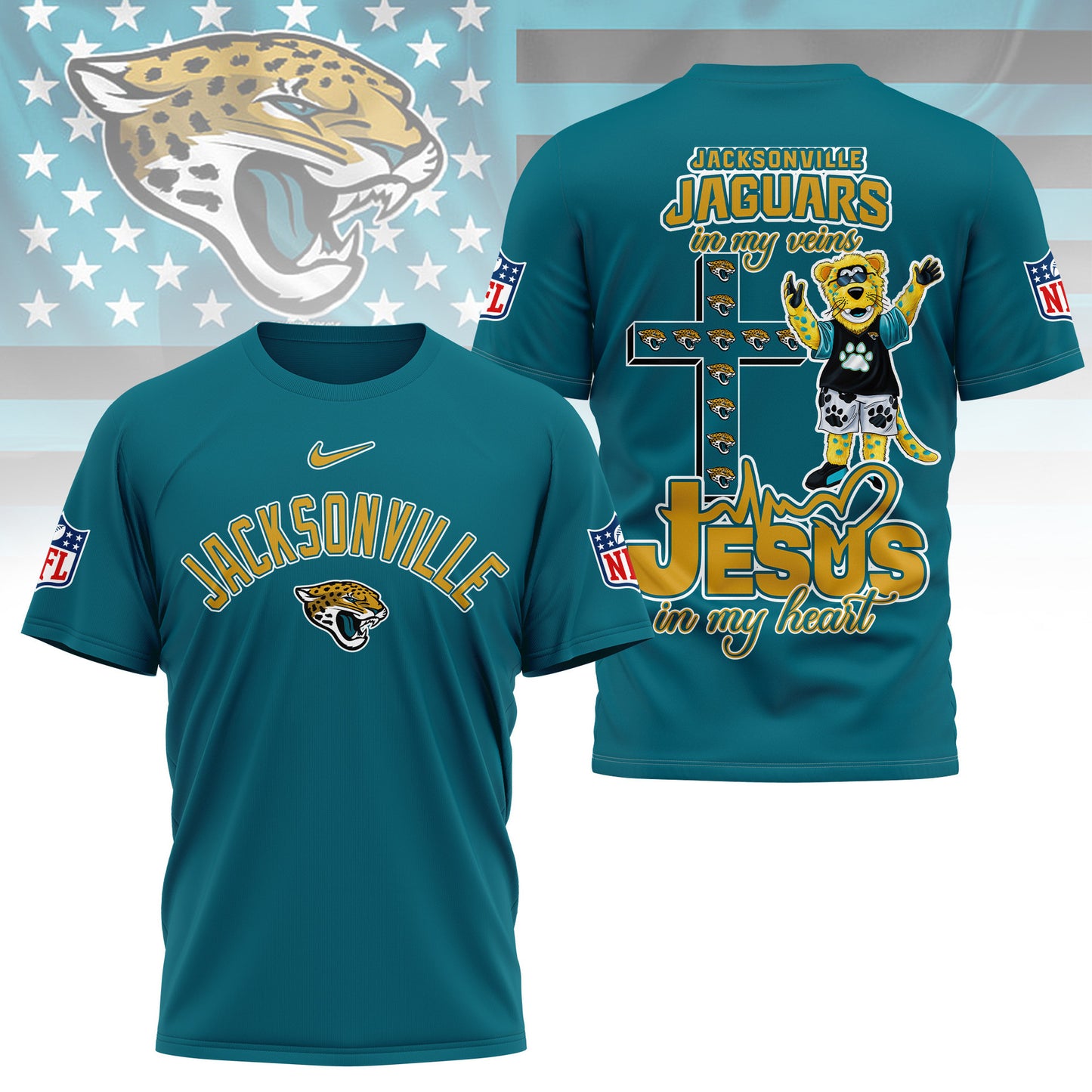 LIMITED EDITION - NEW CUSTOMIZED NFL30 JSJ JACKSONVILLE JAGUARS T-SHIRT | MULTIPLE COLORS AVAILABLE