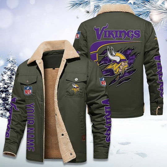 LIMITED EDITION - NEW CUSTOMIZED NFL05 MVK MINNESOTA VIKINGS FLEECE JACKET