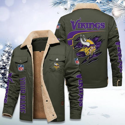 LIMITED EDITION - NEW CUSTOMIZED NFL05 MVK MINNESOTA VIKINGS FLEECE JACKET