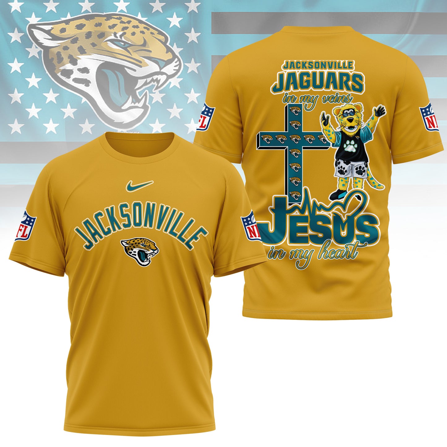 LIMITED EDITION - NEW CUSTOMIZED NFL30 JSJ JACKSONVILLE JAGUARS T-SHIRT | MULTIPLE COLORS AVAILABLE