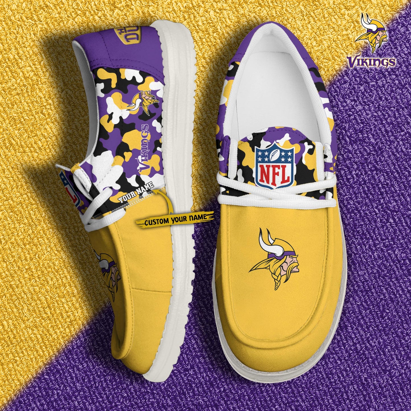 LIMITED EDITION - NEW CUSTOMIZED NFL05 MVK MINNESOTA VIKINGS LOAFER SHOES