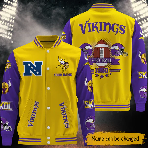 LIMITED EDITION - NEW CUSTOMIZED NFL05 MVK MINNESOTA VIKINGS BASEBALL JACKET