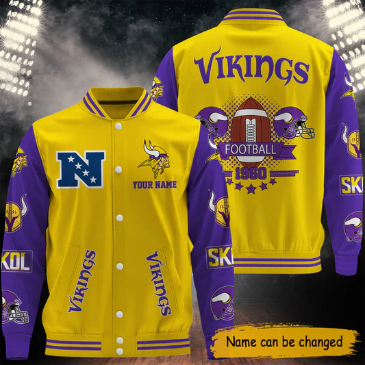 LIMITED EDITION - NEW CUSTOMIZED NFL05 MVK MINNESOTA VIKINGS BASEBALL JACKET