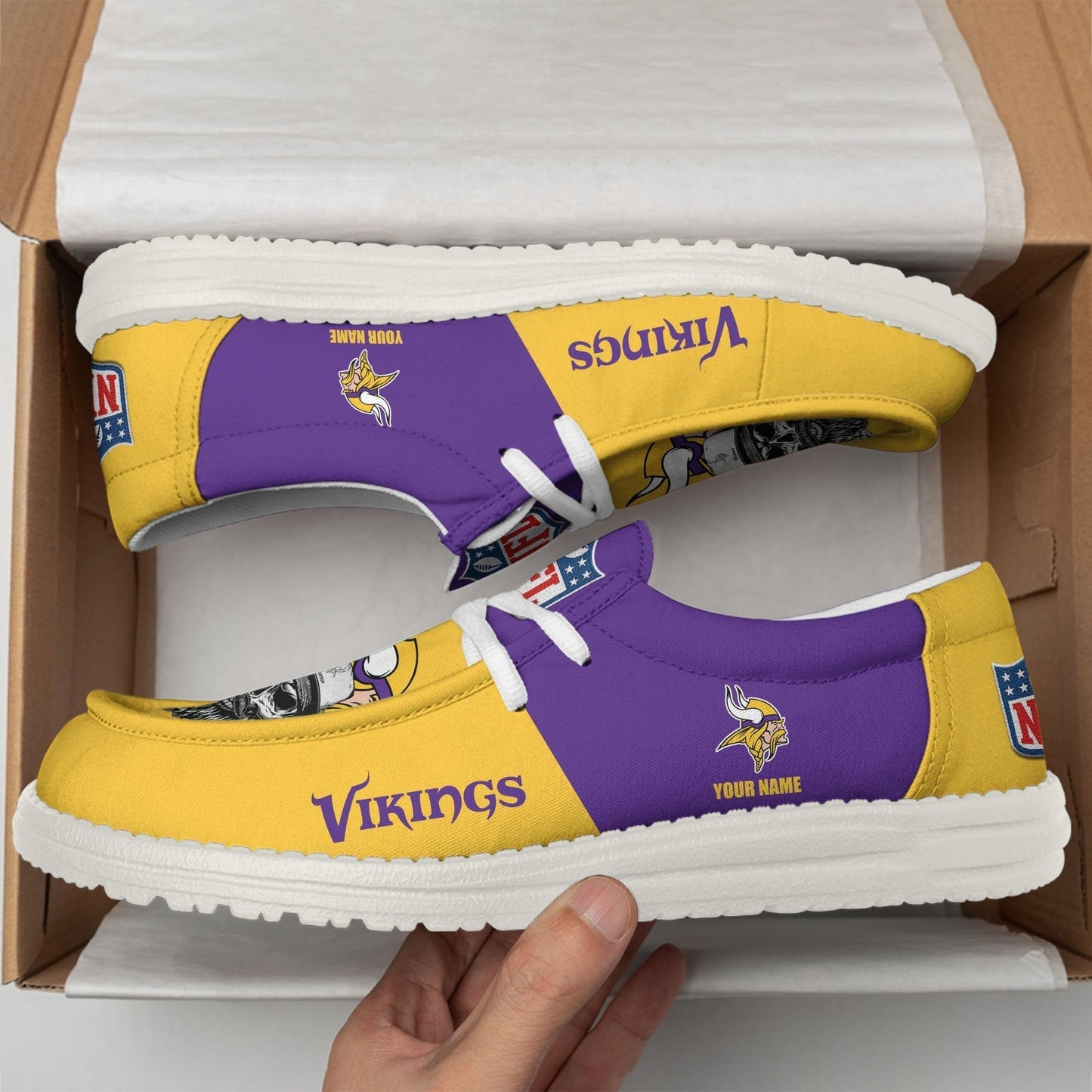 LIMITED EDITION - NEW CUSTOMIZED NFL05 MVK MINNESOTA VIKINGS LOAFER SHOES
