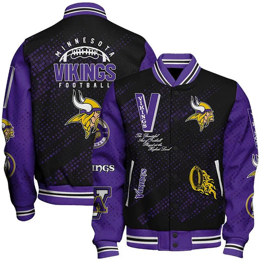 LIMITED EDITION - NEW CUSTOMIZED NFL05 MVK MINNESOTA VIKINGS SATIN VARSITY JACKET & BASEBALL JACKET