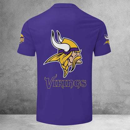 LIMITED EDITION - NEW CUSTOMIZED NFL05 MVK MINNESOTA VIKINGS ZIP POLO SHIRT