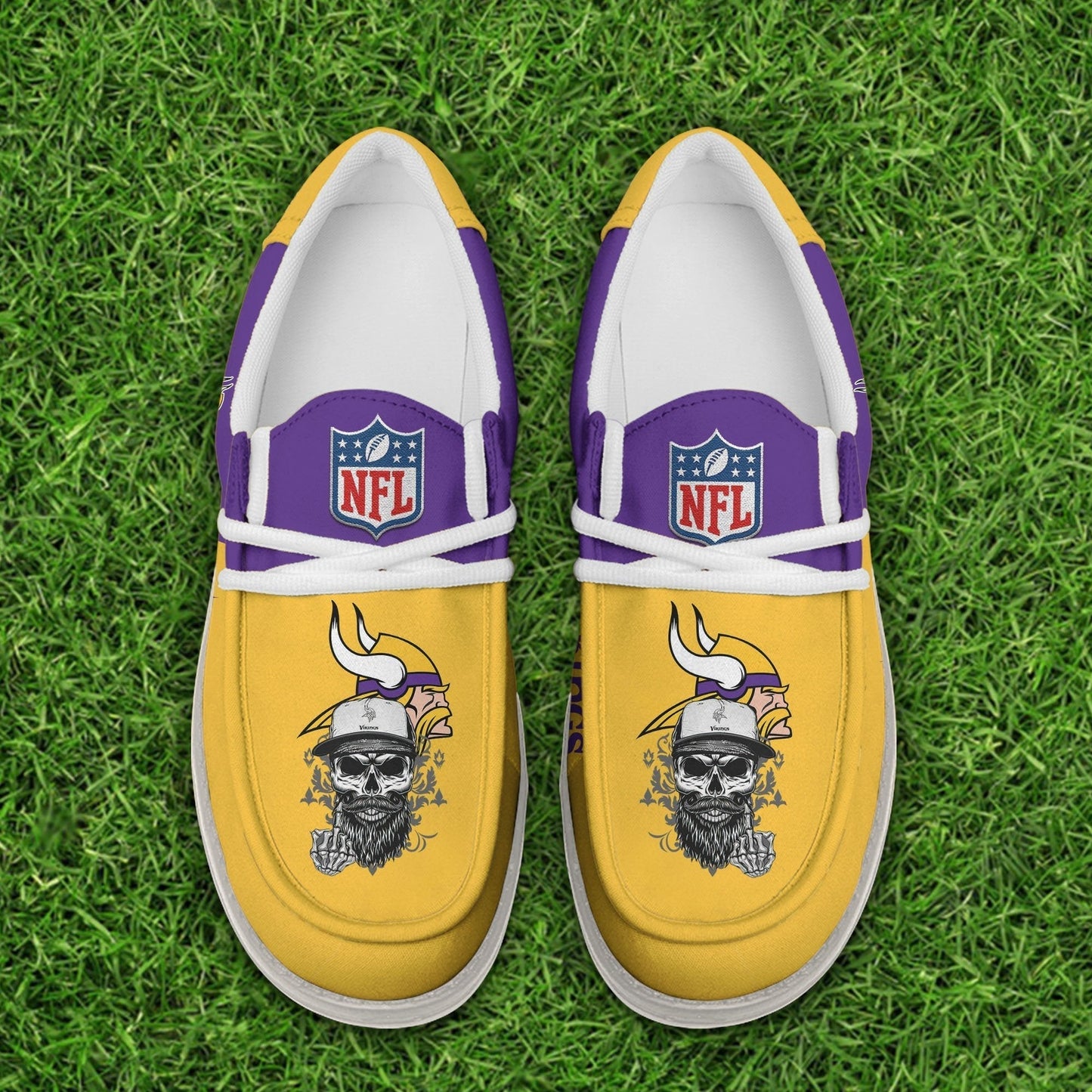 LIMITED EDITION - NEW CUSTOMIZED NFL05 MVK MINNESOTA VIKINGS LOAFER SHOES