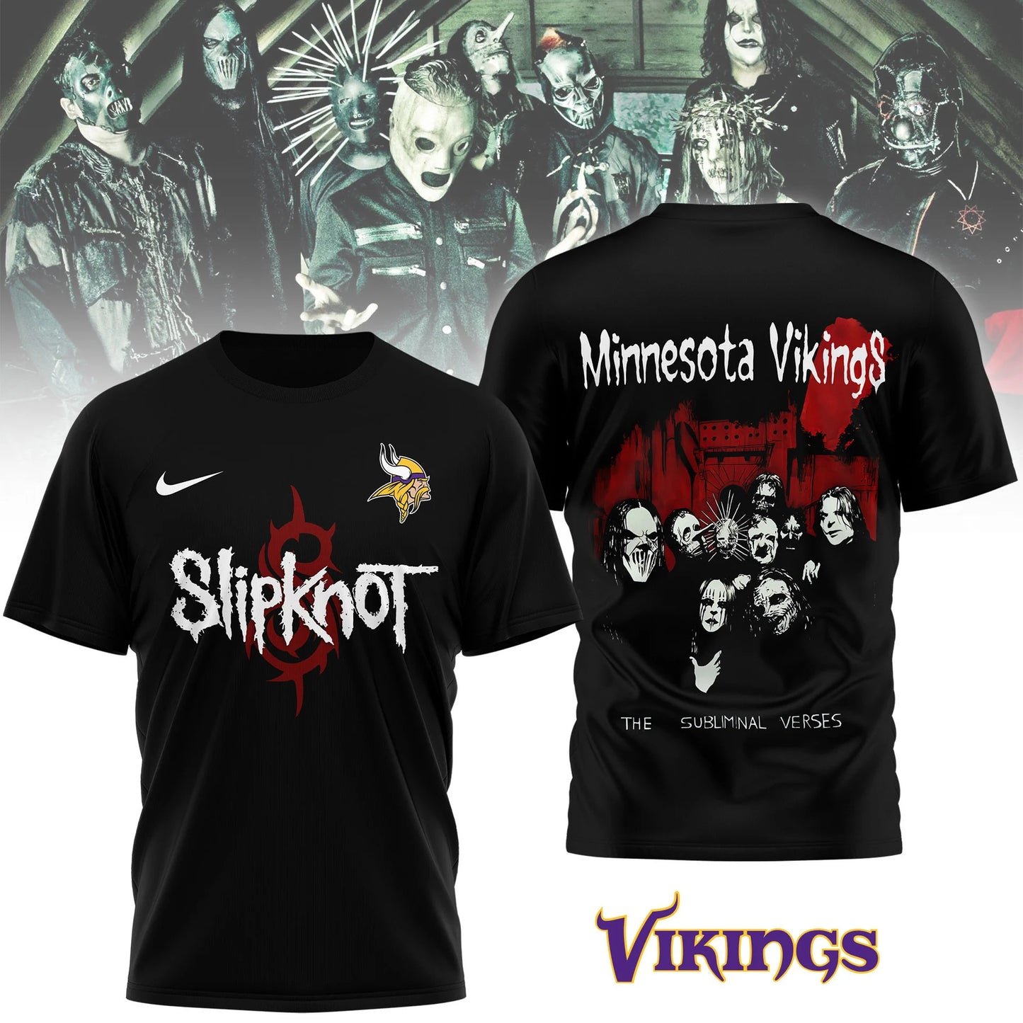 LIMITED EDITION - NEW CUSTOMIZED NFL05 MVK MINNESOTA VIKINGS SLIPKNOT 3D SHIRT