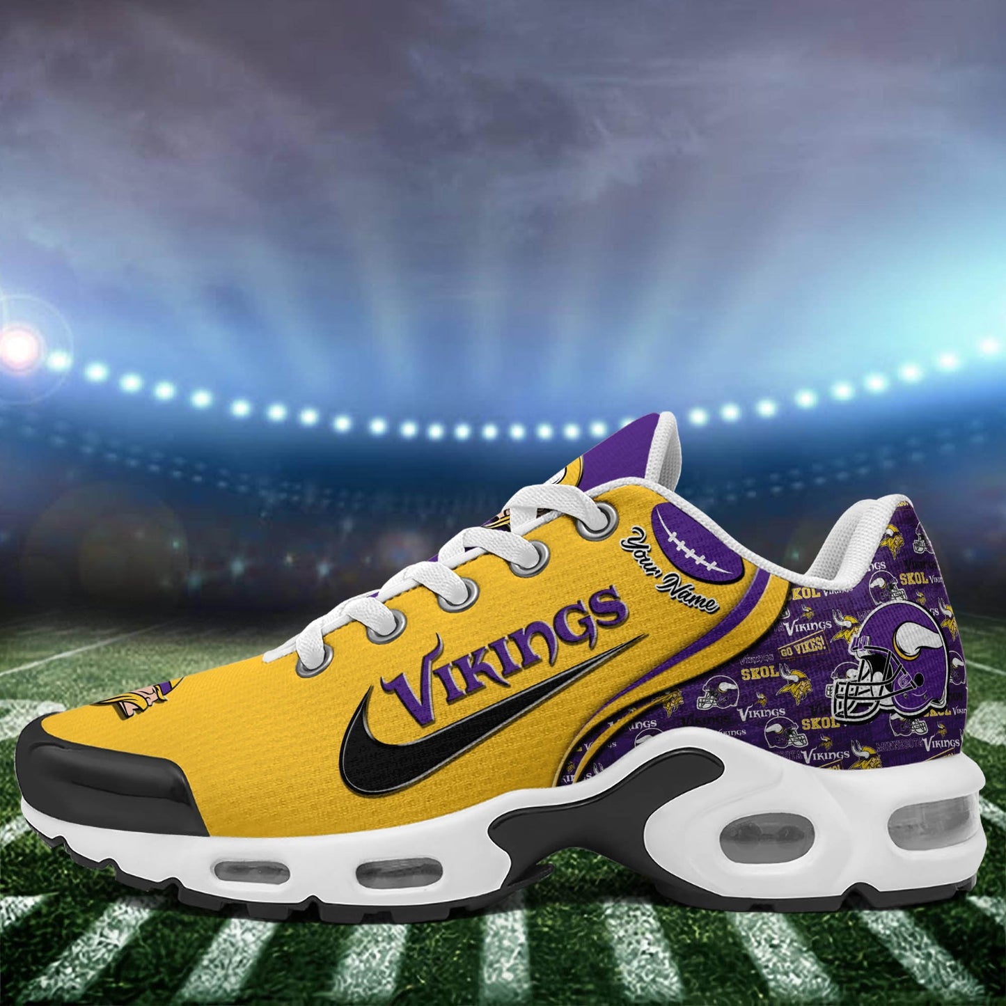LIMITED EDITION - NEW CUSTOMIZED NFL05 MVK MINNESOTA VIKINGS UNISEX AIR MAX PLUS SNEAKERS