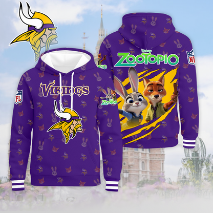 LIMITED EDITION - NEW CUSTOMIZED NFL05 MVK MINNESOTA VIKINGS & ZOOTOPIA UNISEX T-SHIRT, POLO, HOODIE & JACKETS