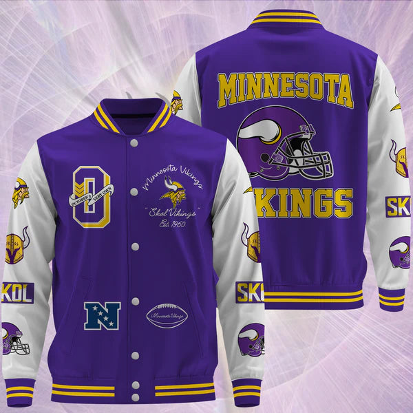 LIMITED EDITION - NEW CUSTOMIZED NFL05 MVK MINNESOTA VIKINGS BASEBALL JACKET