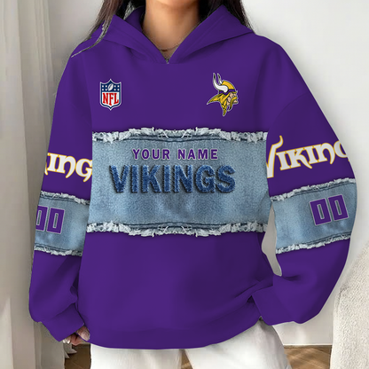 LIMITED EDITION - NEW CUSTOMIZED NFL05 MVK MINNESOTA VIKINGS UNISEX HOODIE